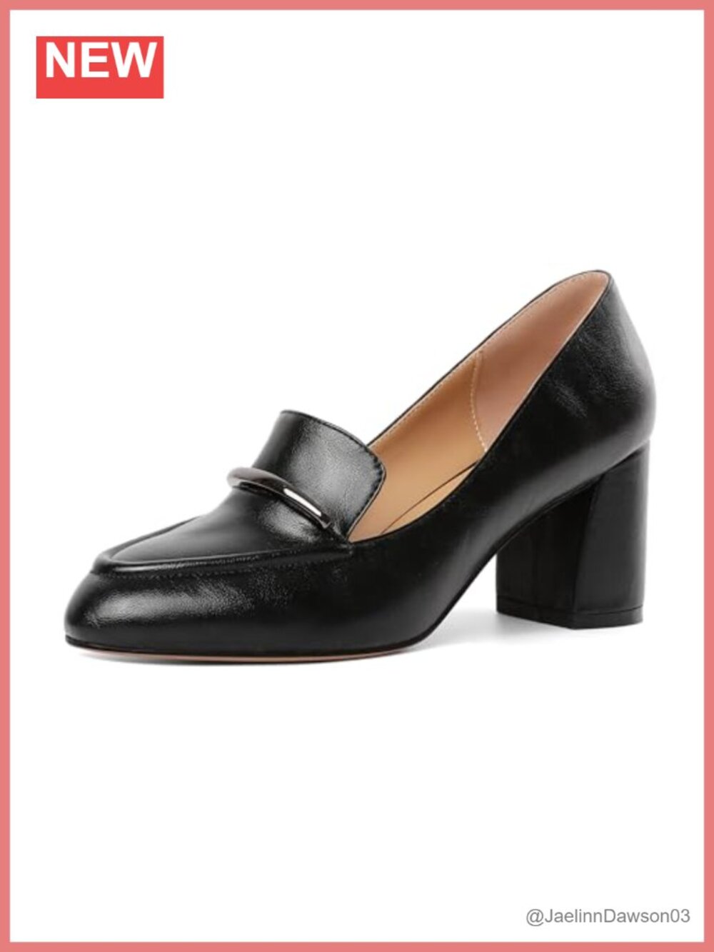 Eldof Women's Pumps Block Heel Round Toe Slip On Chunky Loafer Heel Dress Shoes